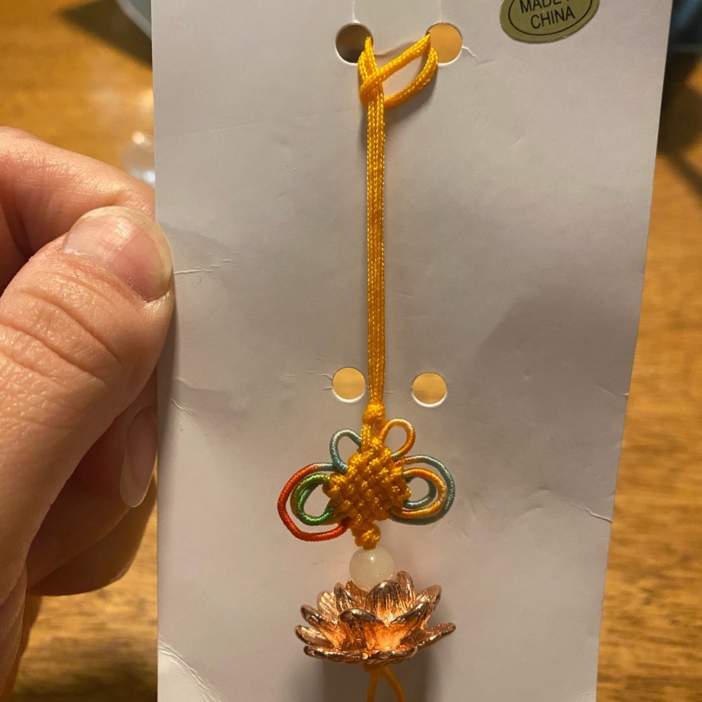 Orange and Yellow Pink  Lotus Charm | Rose Quartz